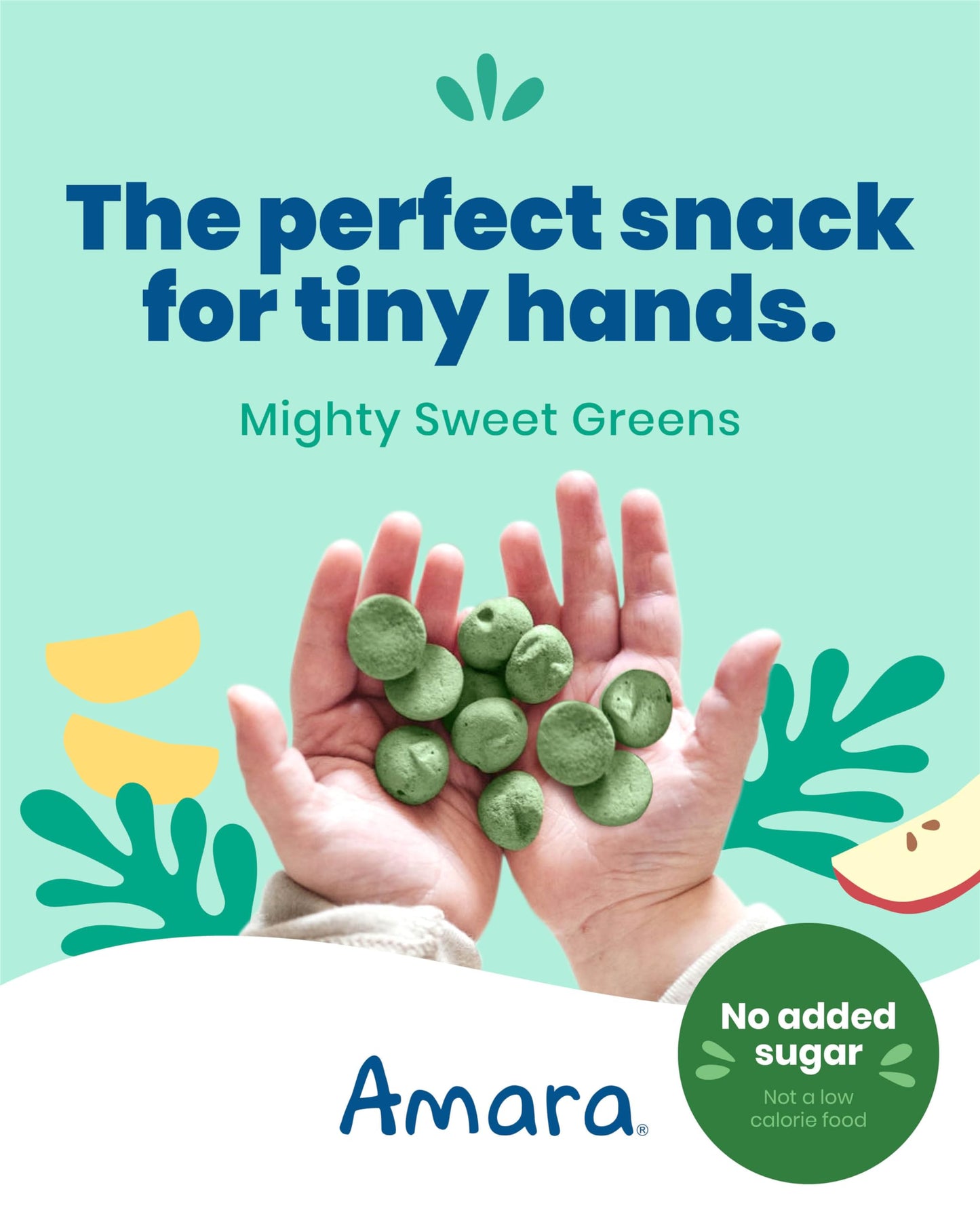 Amara Smoothie Melts - Mighty Sweet Greens - Baby Snacks Made With Fruits and Vegetables - Healthy Toddler Snacks For Your Kids Lunch Box - Organic Plant Based Yogurt Melts - 6 Resealable Bags